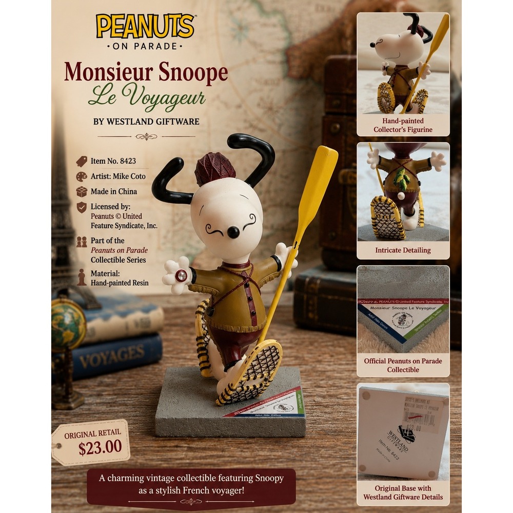 Westland Peanuts on Parade Monsieur Snoope Le Voyageur Snoopy Figurine 8423